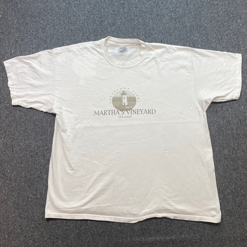 Marthas Vineyard Edgartown Light TShirt‎ Sz XXL Mens White Coastal Graphic Tee